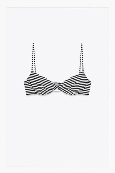TOP BIKINI AROS RAYAS - Crudo / Negro de Zara