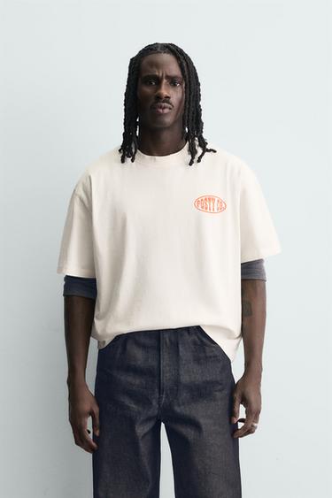 Zara POST MALONE ™ GRAPHIC T-SHIRT - Oyster-white