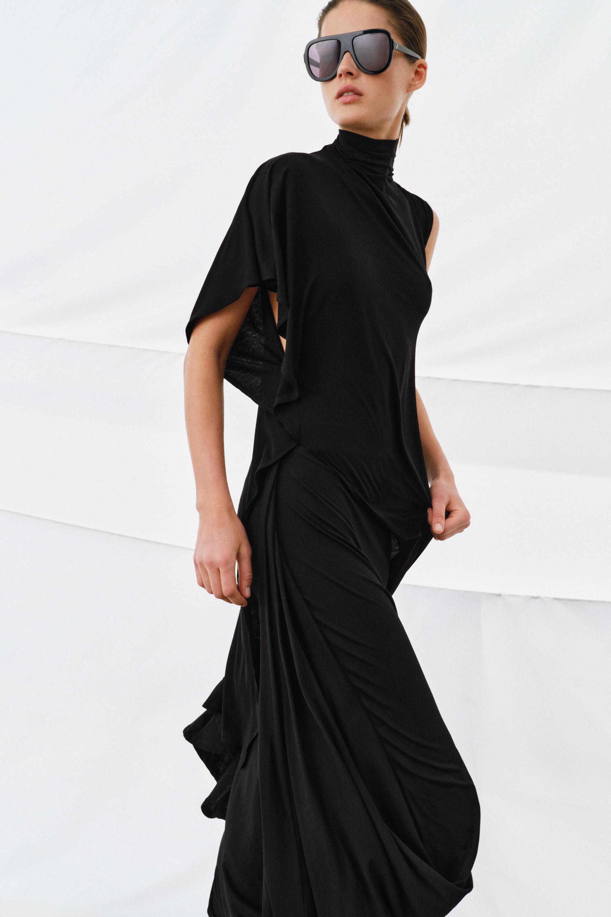 DRAPED ASYMMETRIC TOP - Black | ZARA United States