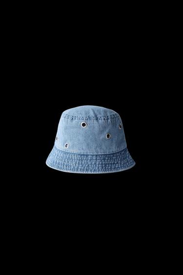 DENIM EYELET BUCKET HAT - Light blue by Zara - Image 0