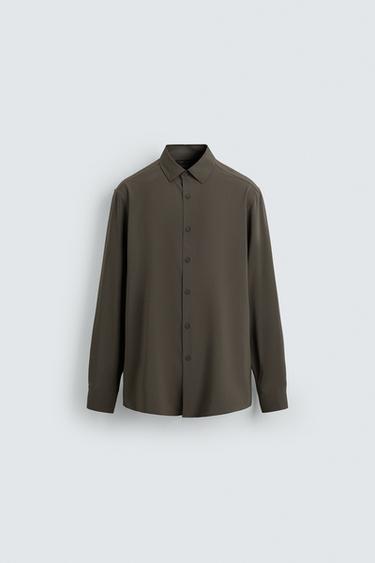 „SLIM FIT“ MARŠKINIAI – Taupe pilka – „Zara“