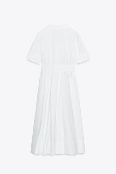 ZW COLLECTION POPLIN MIDI DRESS - Oyster-white by Zara