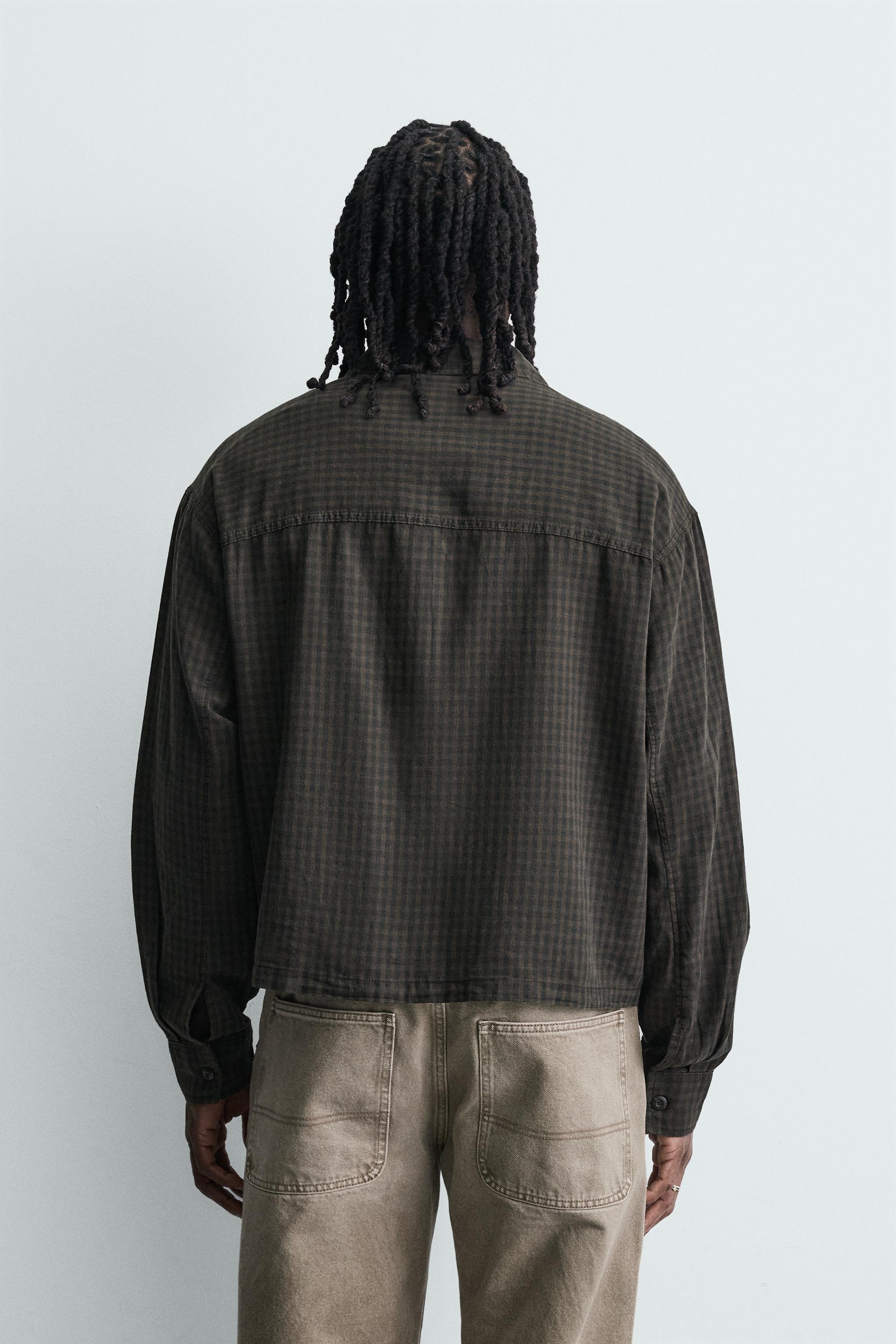 CHEMISE À CARREAUX EN COTON ET LIN
