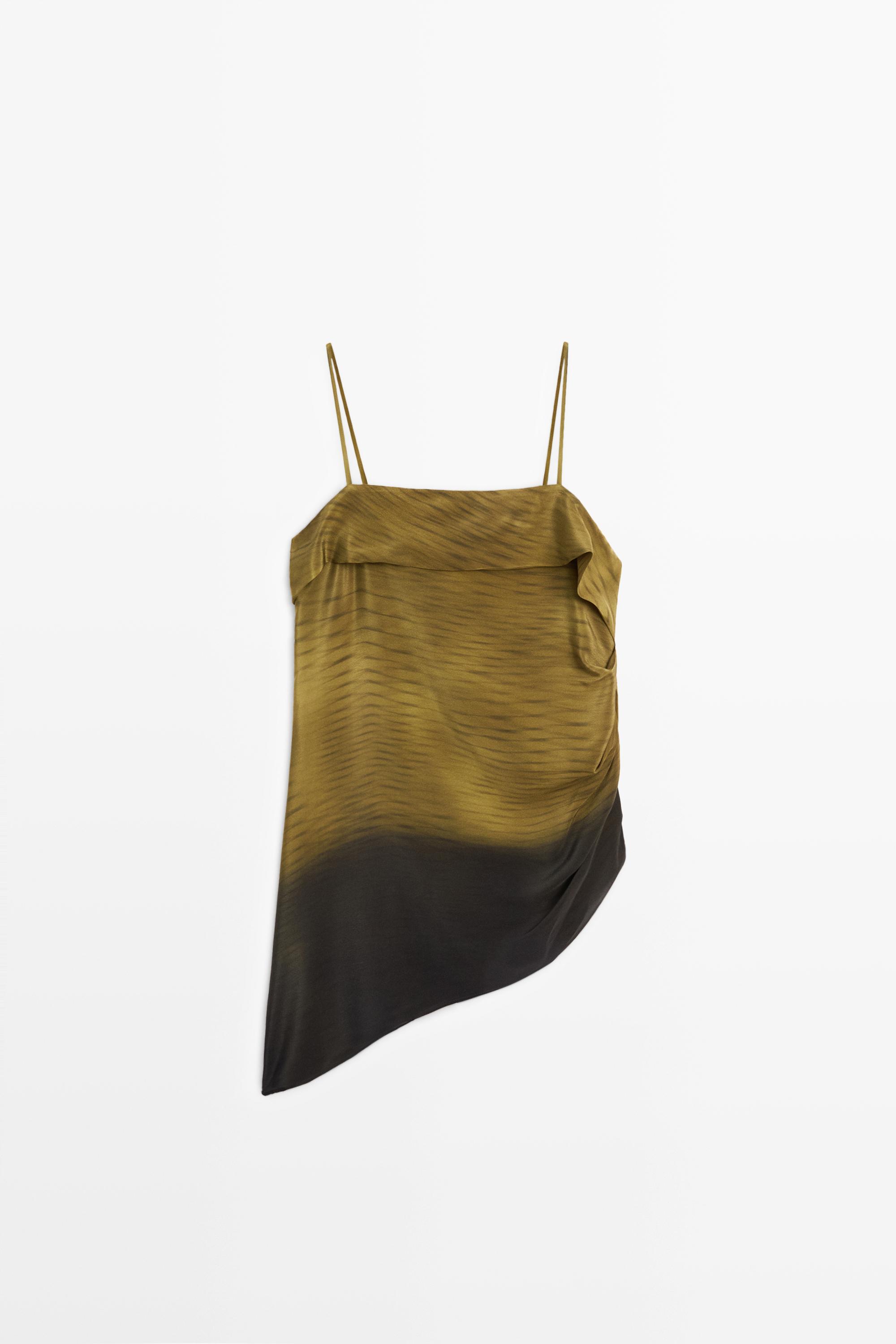 Asymmetric strappy top with draped detail