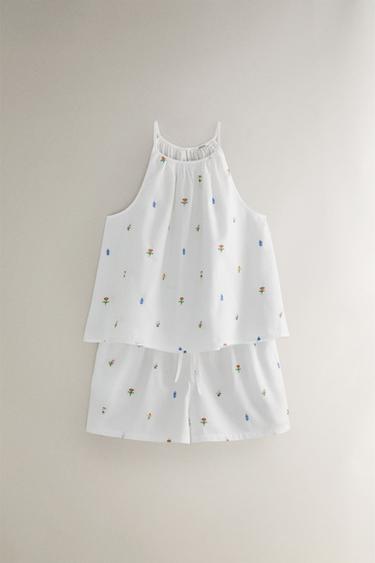 COTTON SHORTS WITH MINI FLORAL PRINT - White by Zara - Image 4