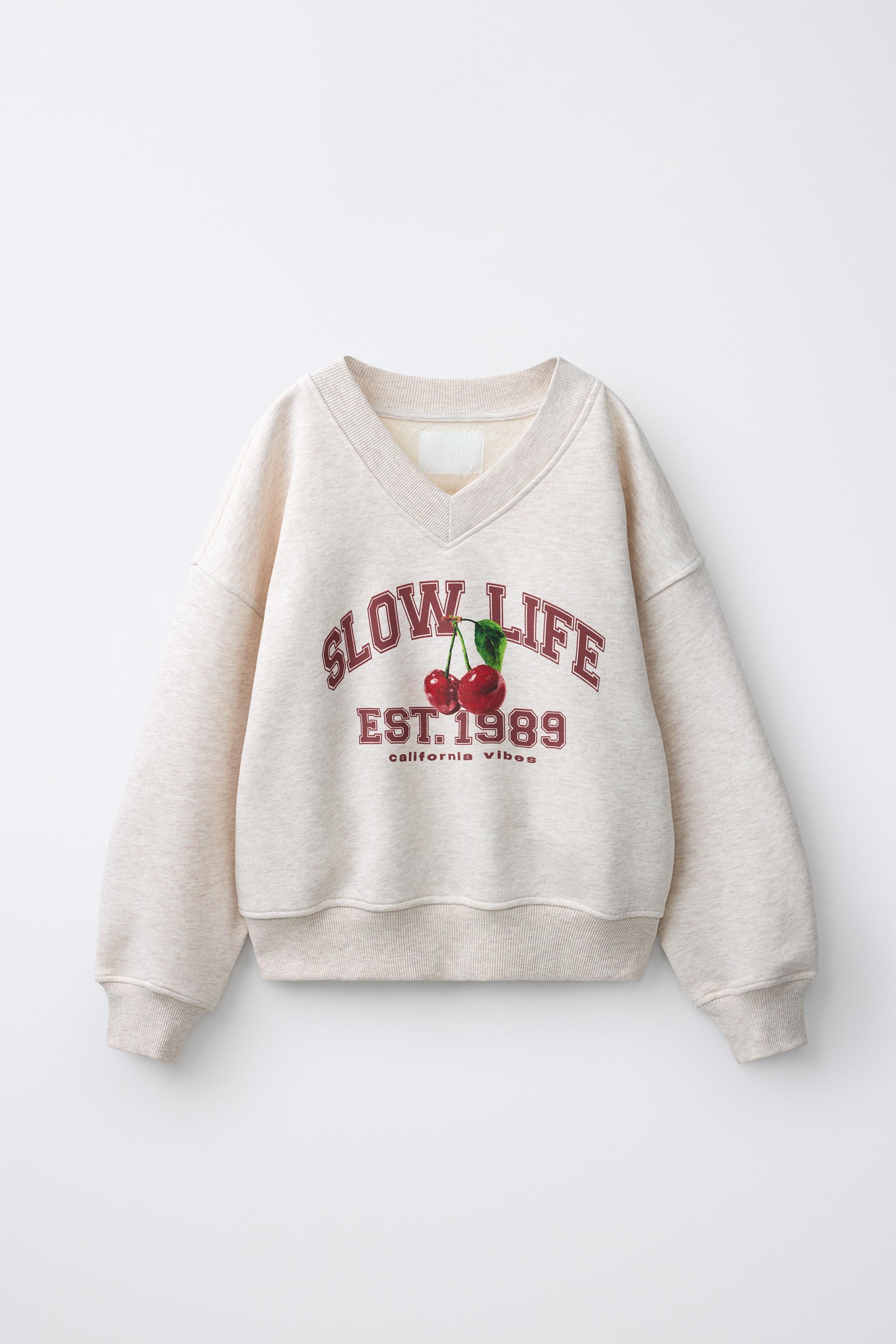 Детские худи Zara CHERRY V-NECK SWEATSHIRT — фото 2