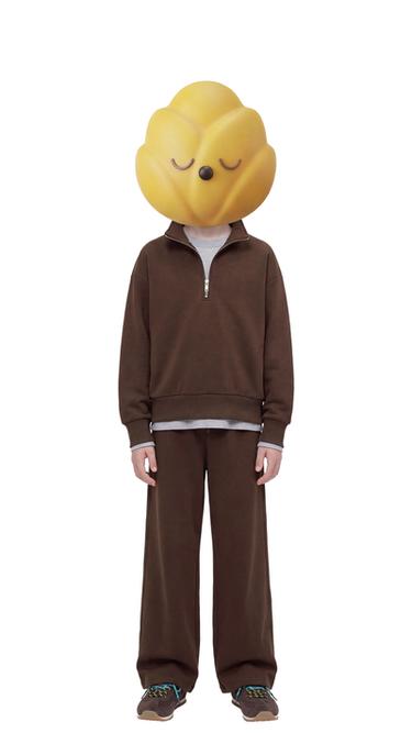 COMPLETO FELPA CON CERNIERA E PANTALONI GAMBA LARGA - Marrone di Zara