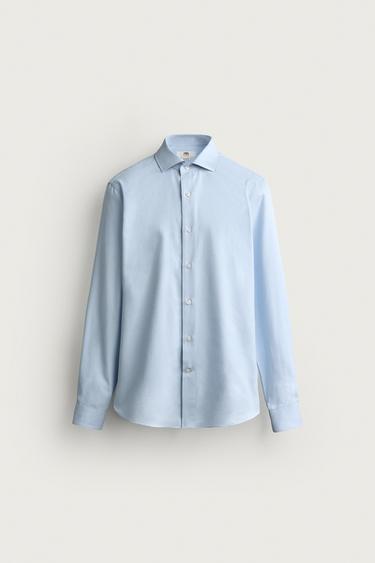 Zara COTTON REGULAR FIT SHIRT - Sky blue