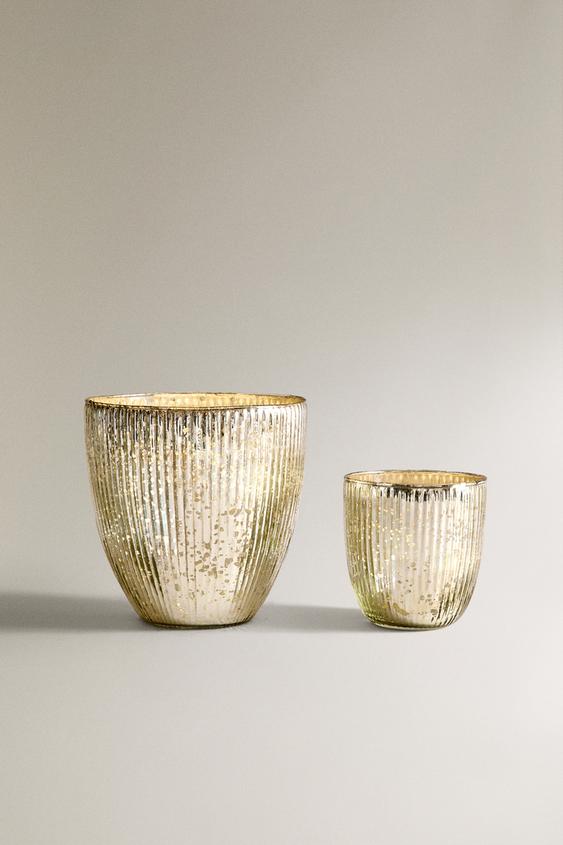 CRACKLED GLASS CHRISTMAS TEALIGHT HOLDER Silver ZARA Ireland