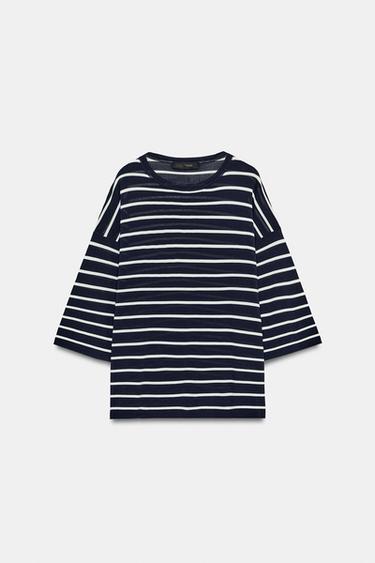 TOP EN MAILLE À MANCHES 3/4 - Rayures de Zara - Image 4