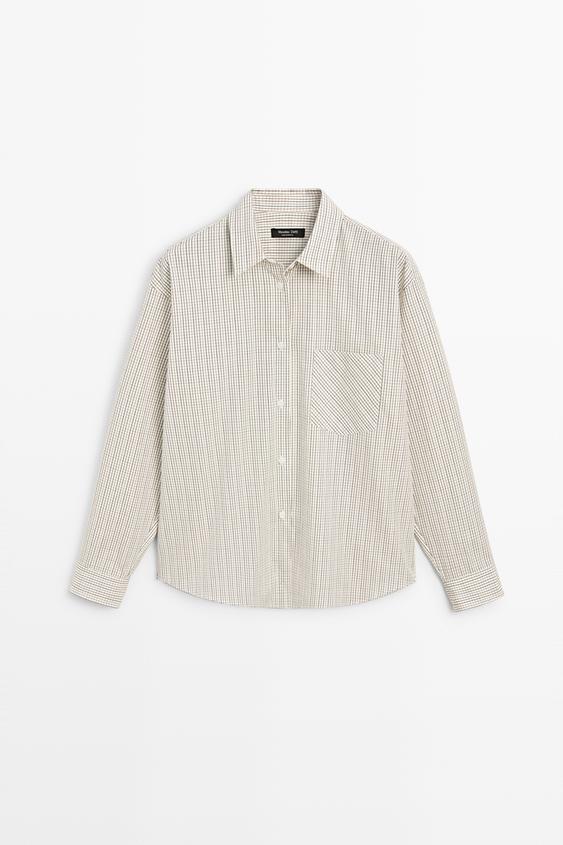 Zara 100% Cotton Check Shirt - White - Image 0