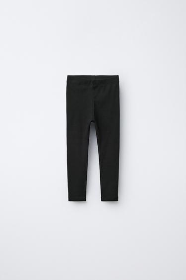 Zara BASIC RIBBED LEGGINGS - Black