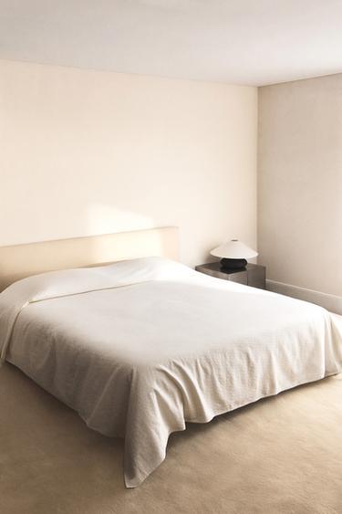 JACQUARD COTTON BEDSPREAD - Сірувато-білий Zara