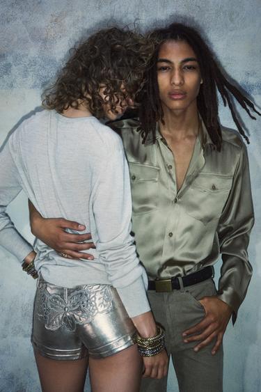 METALLIC LEATHER SHORTS KATE MOSS X ZARA - Silver by Zara