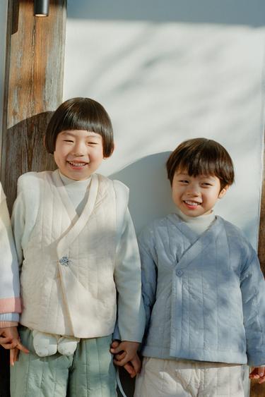 EMBROIDERED FLORAL PUFFER JACKET - Blue by Zara