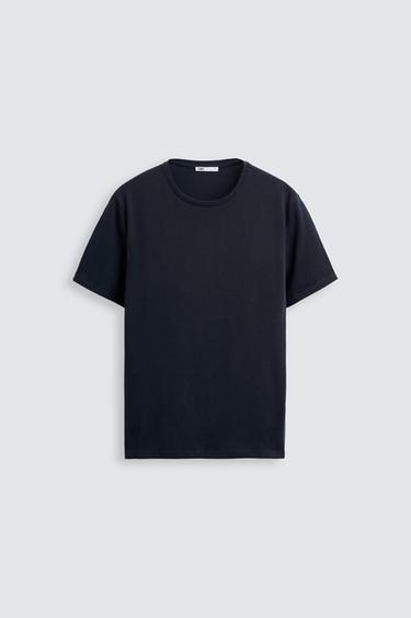 BLUZË SLIM FIT BAZIKE - Blu marinari nga Zara