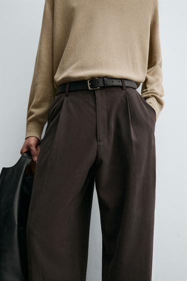FLOWING PLEATED TROUSERS - Chocolate by Zara - Image 5