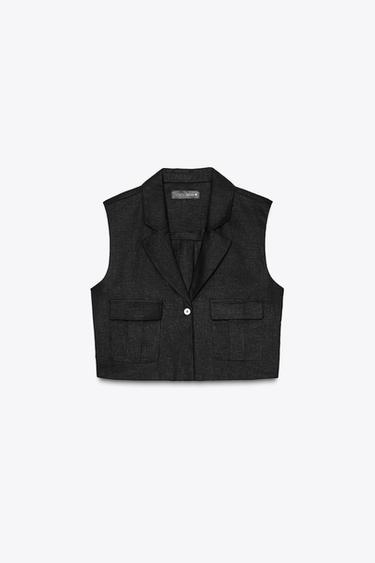LINEN TOP - Black by Zara - Image 3