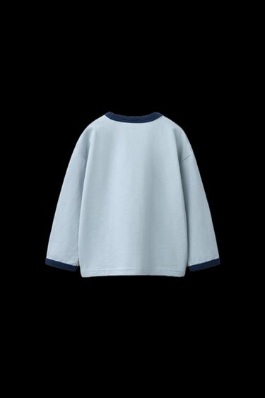 PLAIN T-SHIRT WITH CONTRAST PIPING - Sky blue by Zara