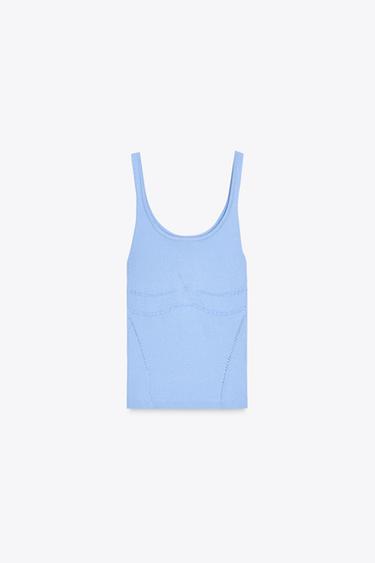 TOP AJUSTÉ EN MAILLE - Bleu de Zara - Image 2