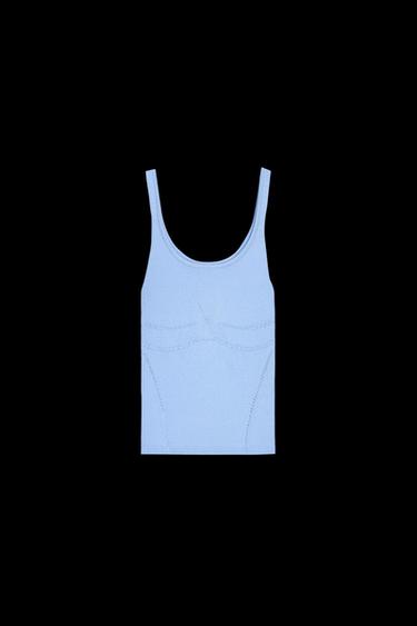 TOP ENTALLADO PUNTO - Azul de Zara - Imagen 0