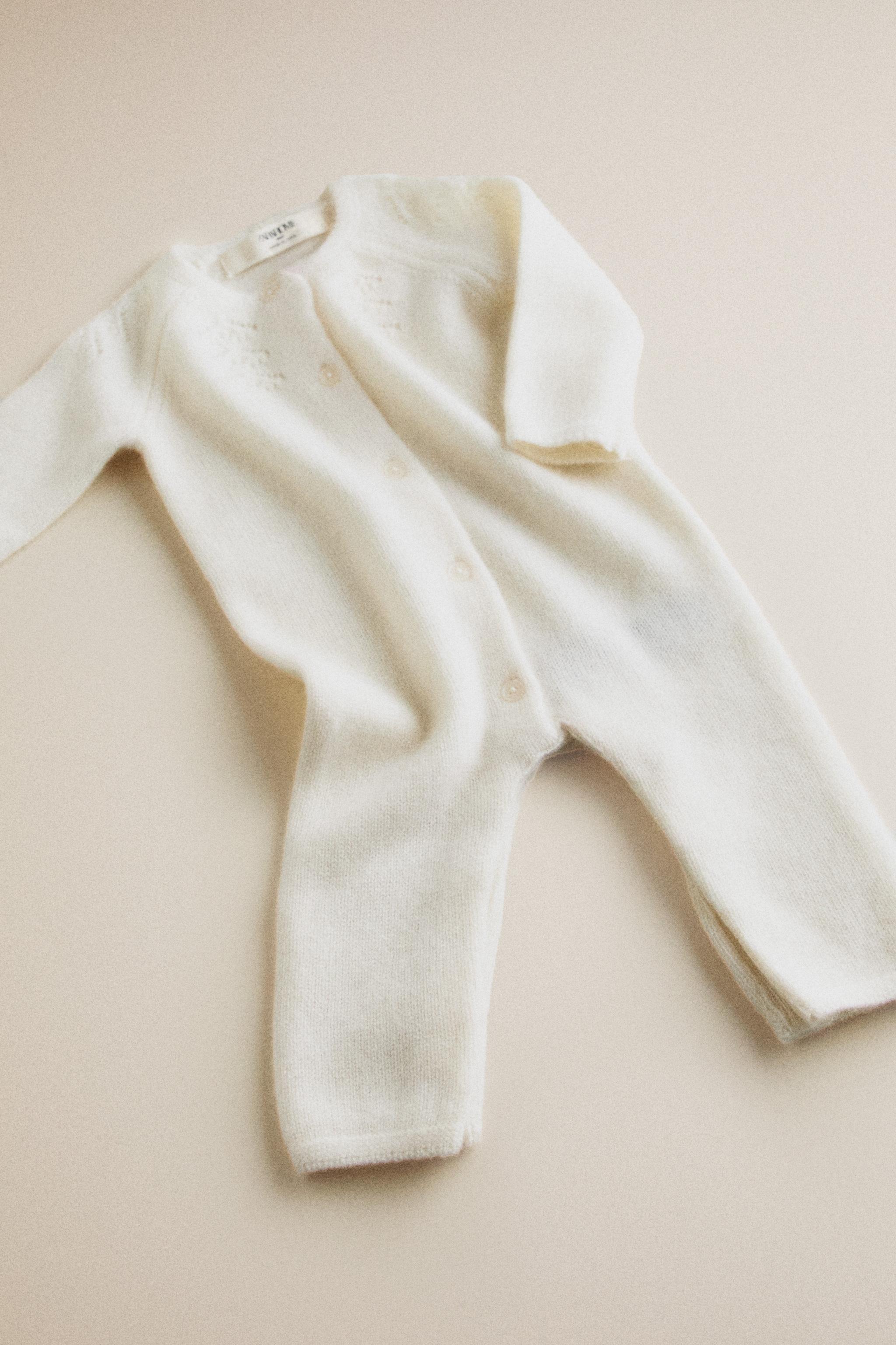 BABY POINTELLE CASHMERE FOOTED ROMPER