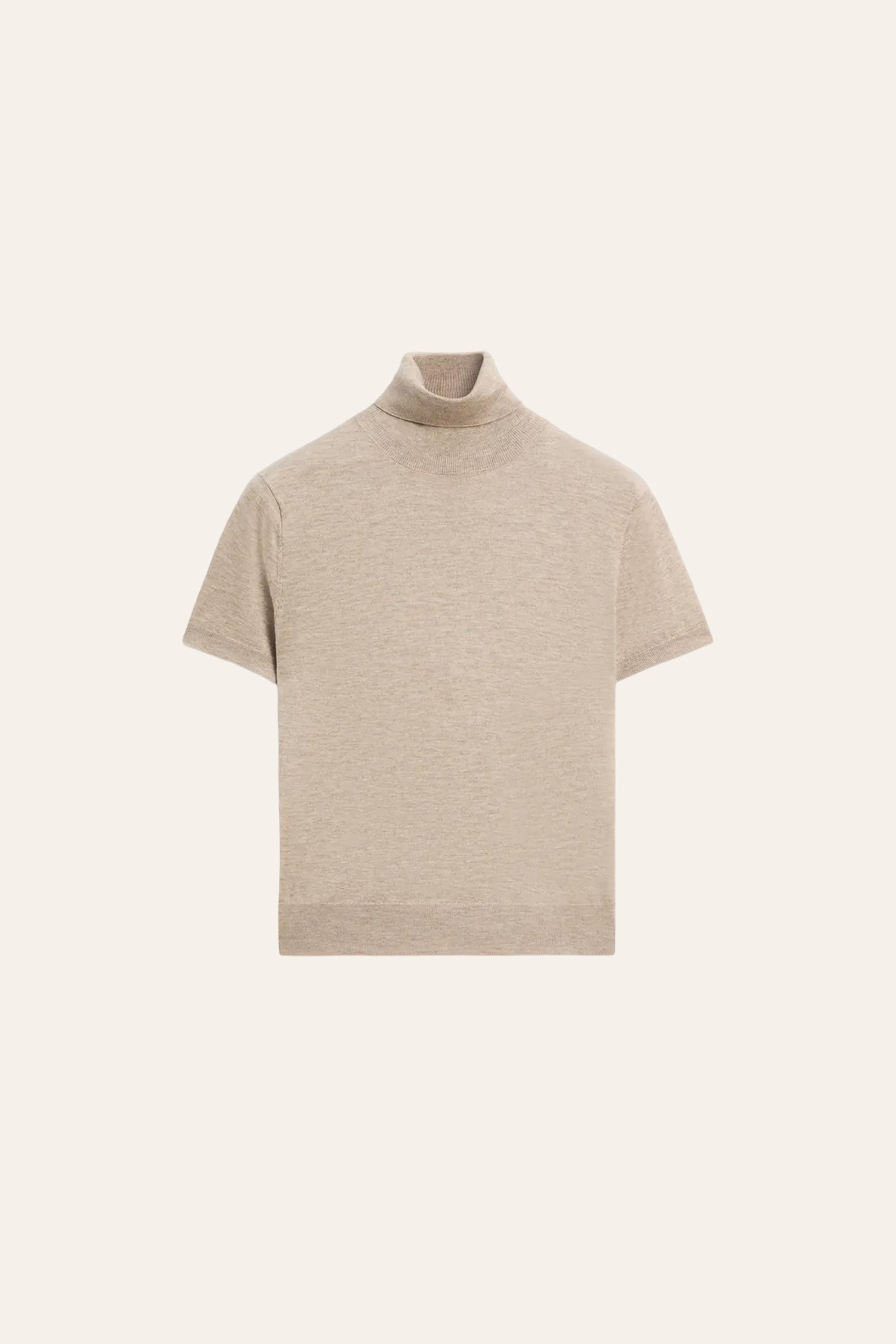 Turtleneck knit sweater — Beige marl