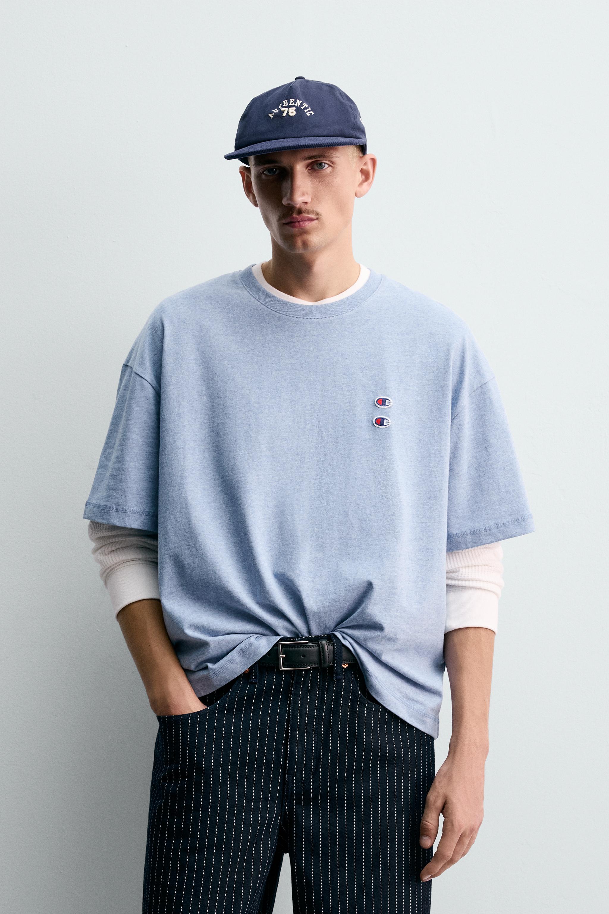 CHAMPION ® X ZARA PATCH T-SHIRT - Blue marl | ZARA United States