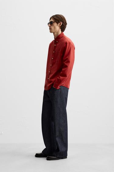 CHEMISE EN LYOCELL ET EN COTON - Rouge de Zara - Image 3
