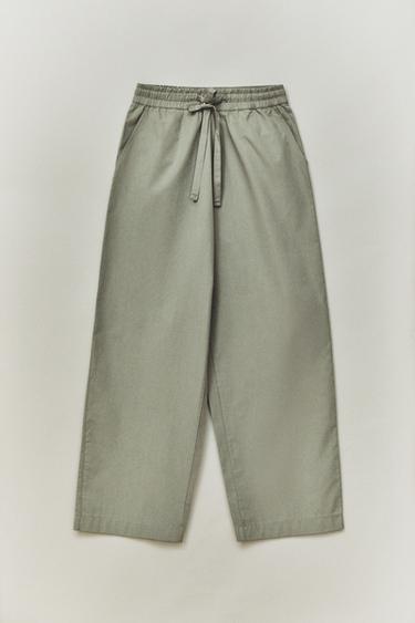 PANTALON POPELINE - Vert moyen de Zara - Image 4