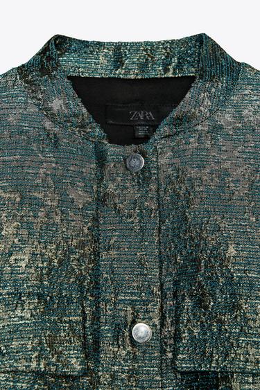 BLOUSON STRUCTURÉ FIL MÉTALLISÉ - Noir / Vert de Zara - Image 6