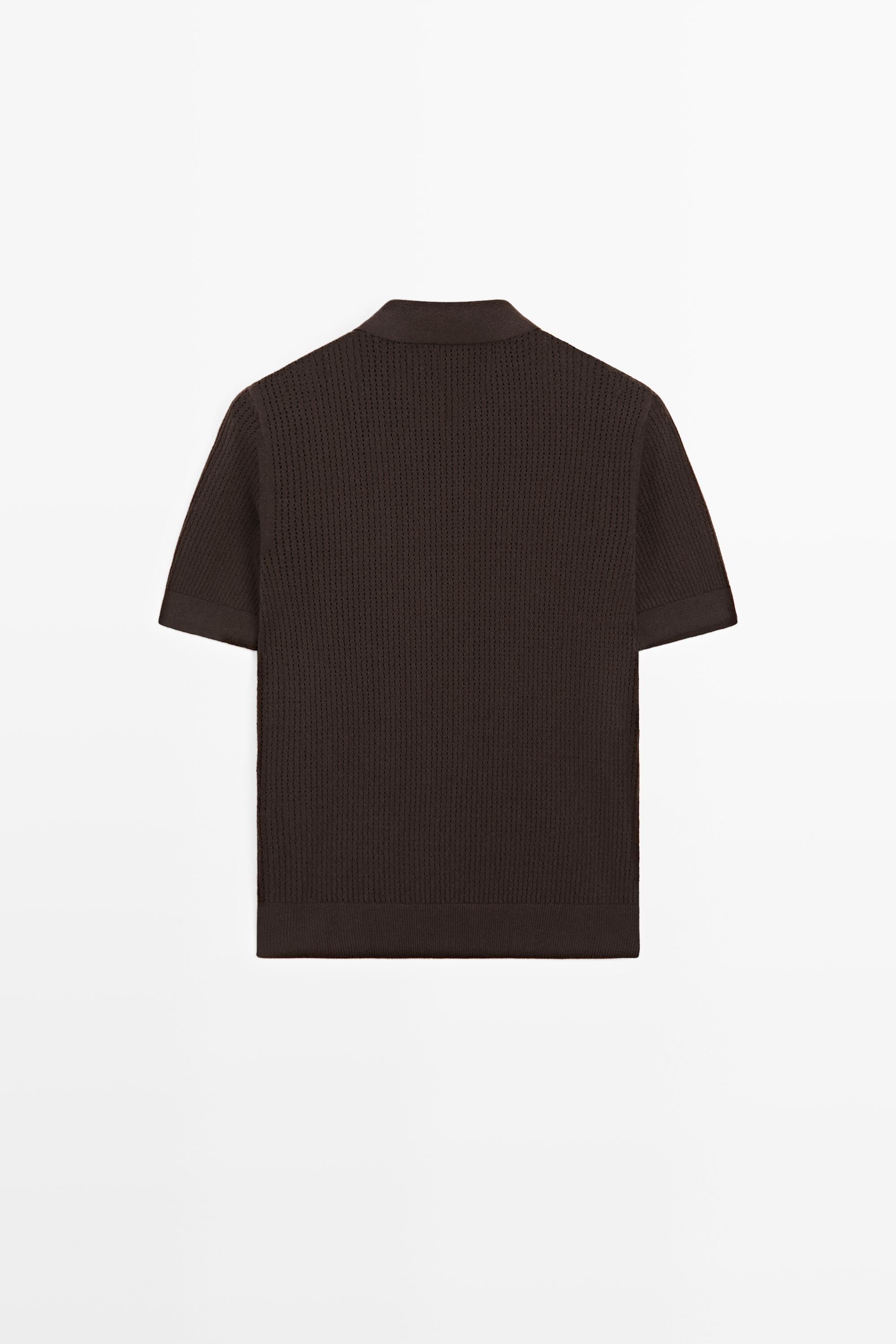 Polo ajouré en coton mélangé