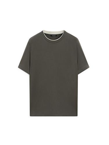 Camiseta cuello contraste 100% algodón - Khaki de Zara