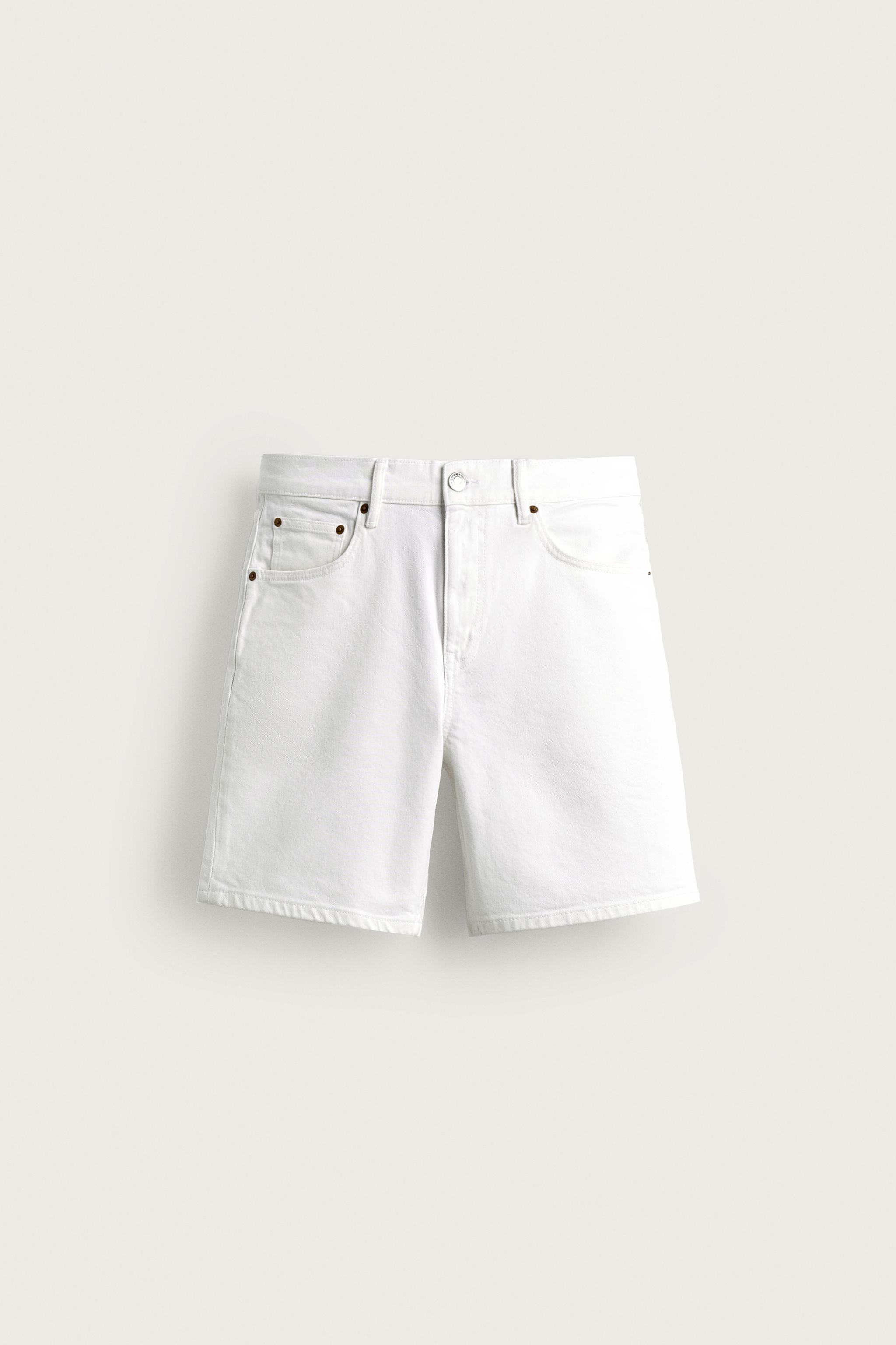 REGULAR FIT DENIM SHORTS — White