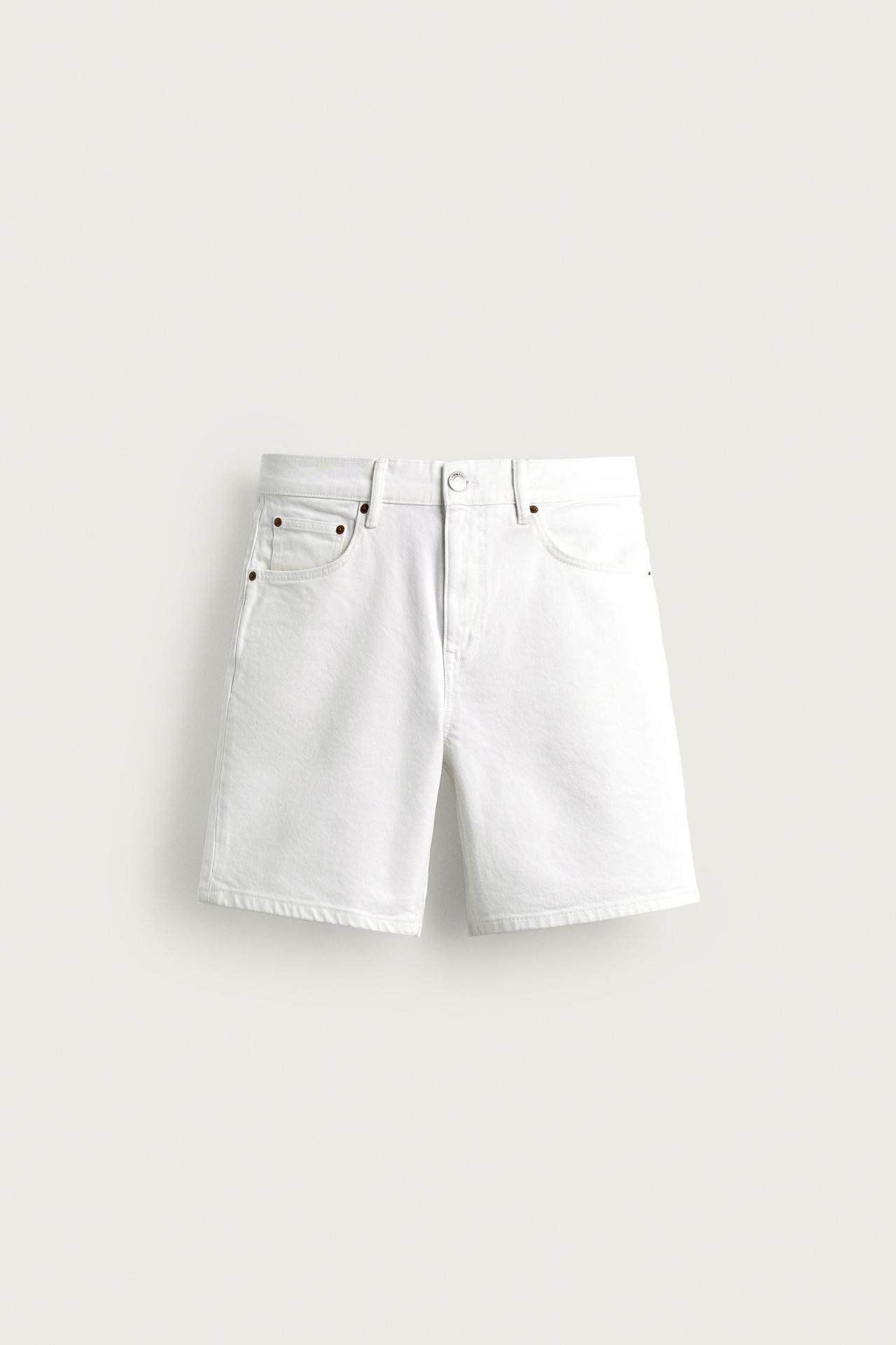 REGULAR FIT DENIM SHORTS — White