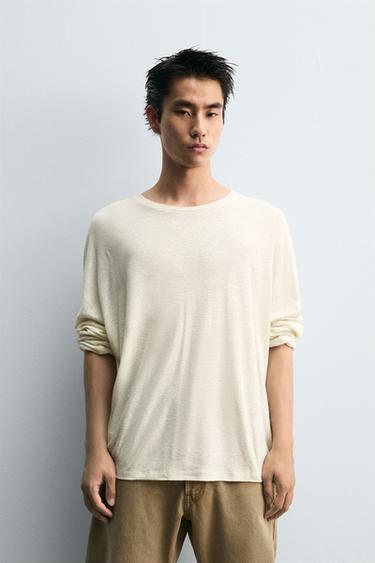 VISCOSE - LINEN LIMITED EDITION T-SHIRT - Ecru by Zara