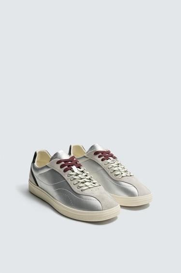 SNEAKER METALIK GAYA RETRO - Perak dari Zara