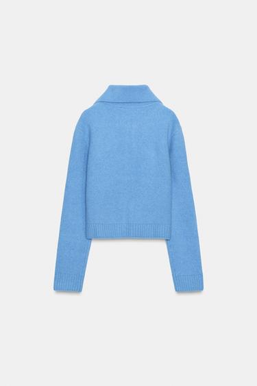 GILET EN MAILLE AVEC FERMETURE ÉCLAIR - Bleu de Zara - Image 5