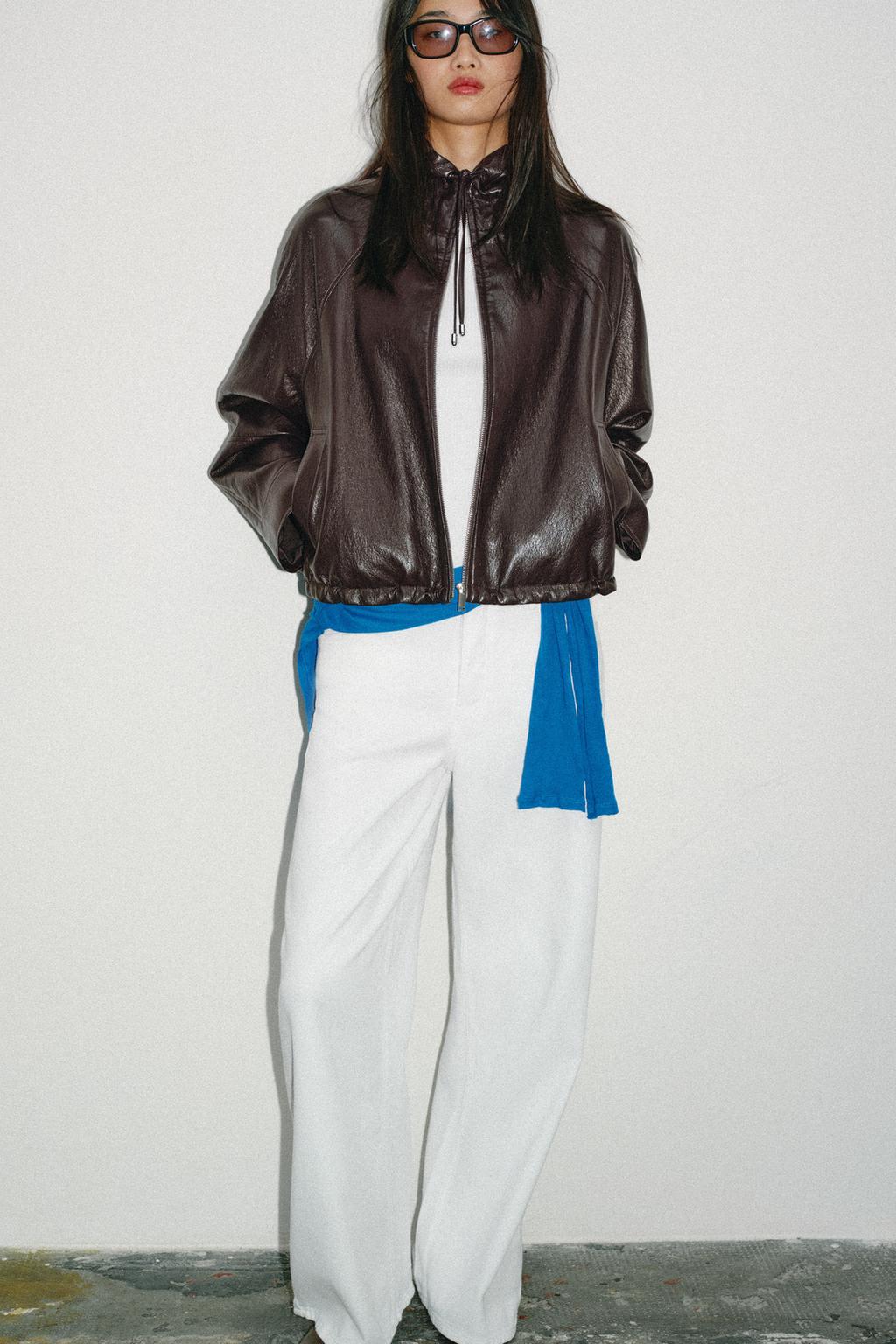 HOODED FAUX LEATHER JACKET - image 2