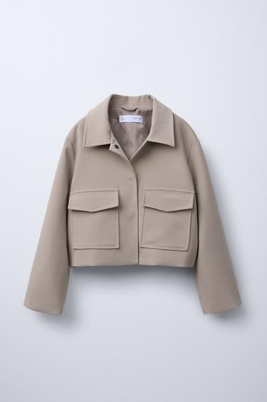 CROPPED BLAZER WITH POCKETS - Sand by Zara