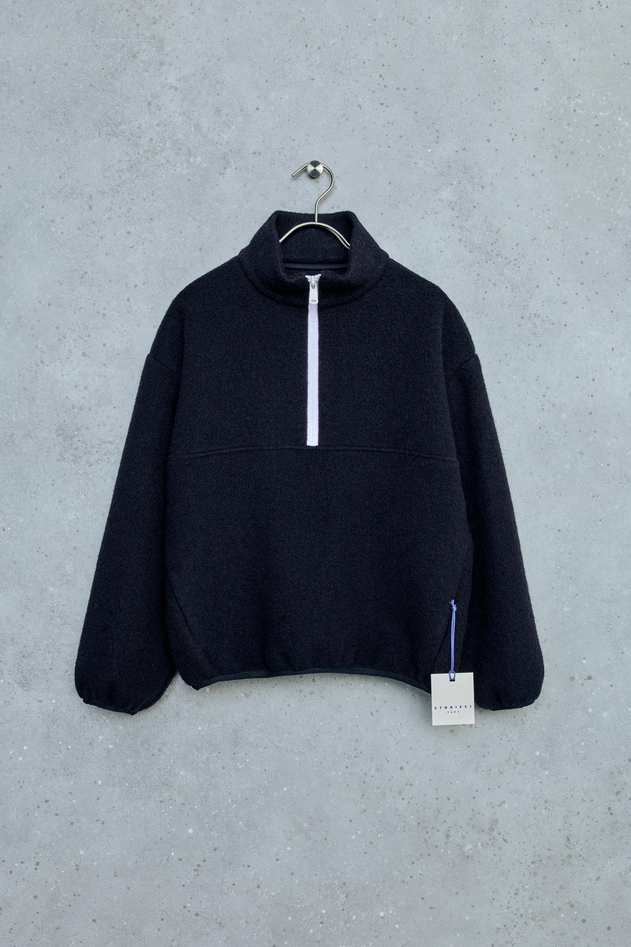 STORIESZ - WOOL BLEND KANGAROO SWEATSHIRT — Navy blue