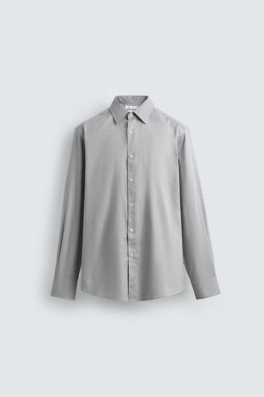 CAMISA SLIM FIT ESTRUTURADA - Cinzento da Zara - Imagem 0