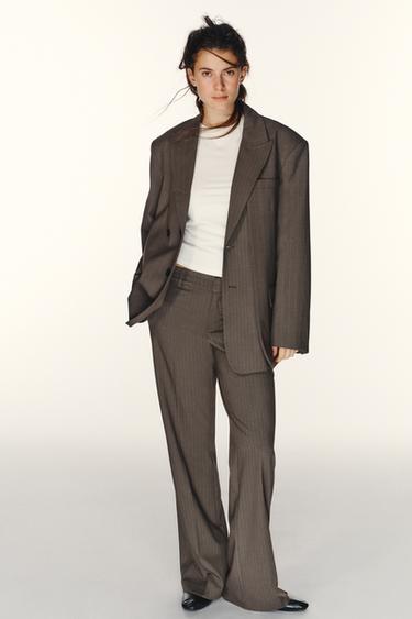 PANTALON À RAYURES - Marron / Écru de Zara