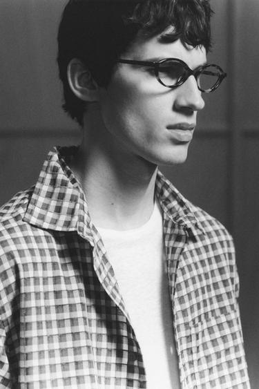 TEXTURED CHECK SHIRT - Ecru / Brown by Zara