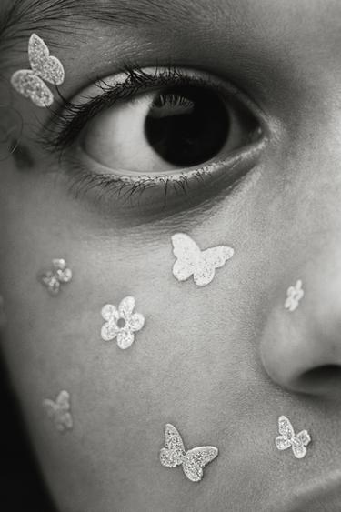 ZARA GLITTER BUTTERFLY FACE STICKERS - TINTED LEATHER by Zara