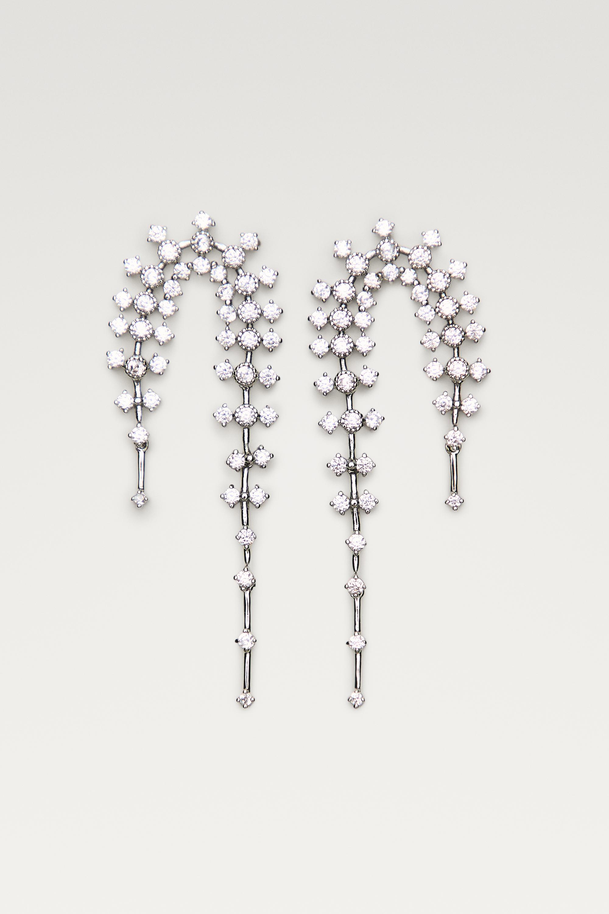 Rhinestone waterfall earrings — Silver