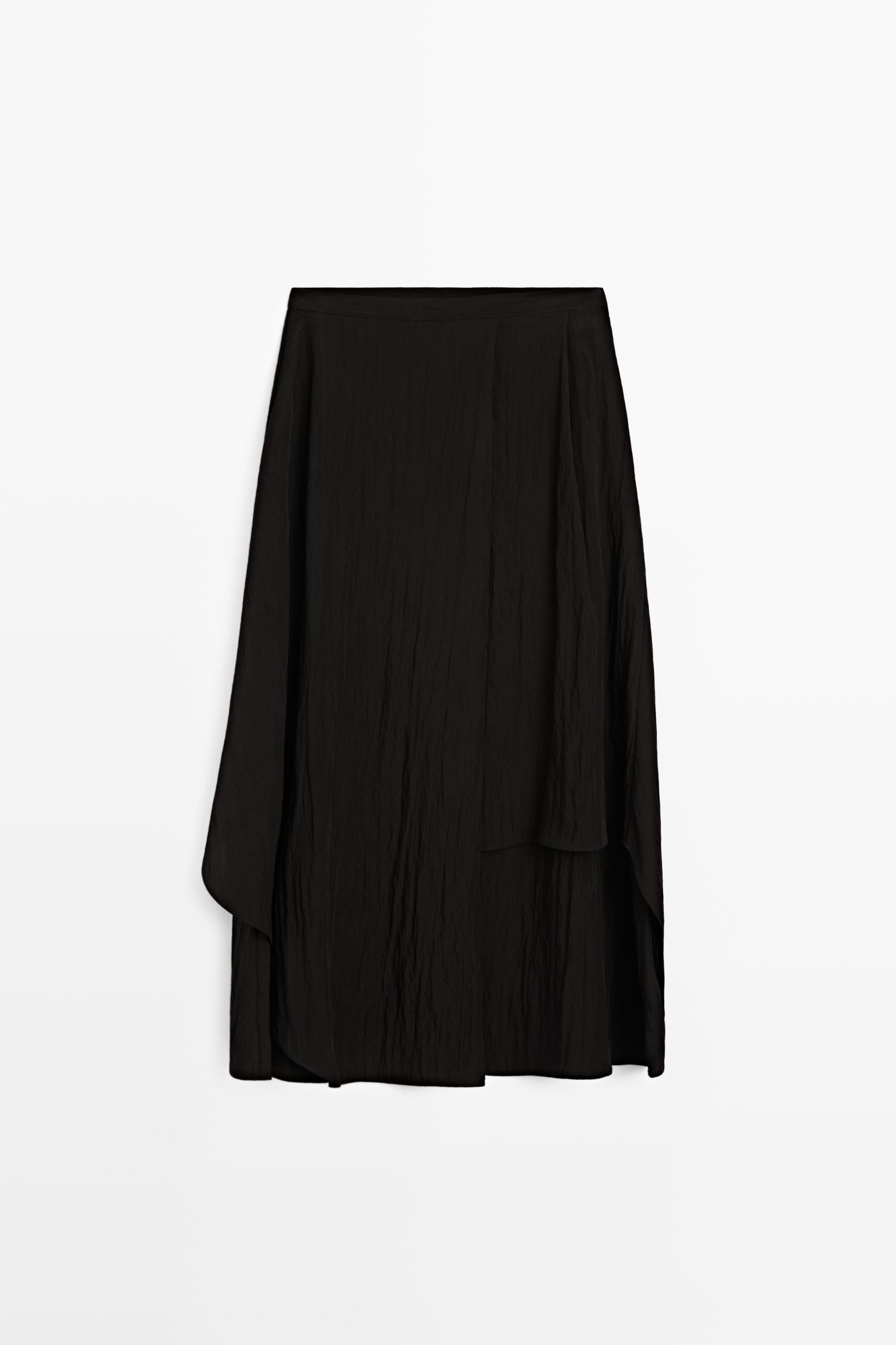 Jupe midi fluide à panneaux asymétriques