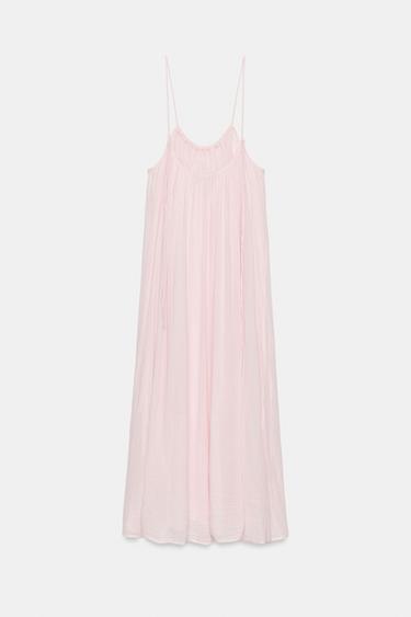 ROBE MI-LONGUE EN GAZE À VOLUME - Rose chewing-gum de Zara - Image 4