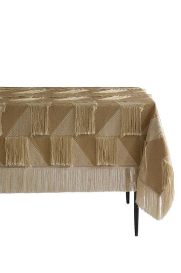MULTI-PURPOSE ZIGZAG BLANKET WITH FRINGING | MARISA BERENSON - Golden by Zara