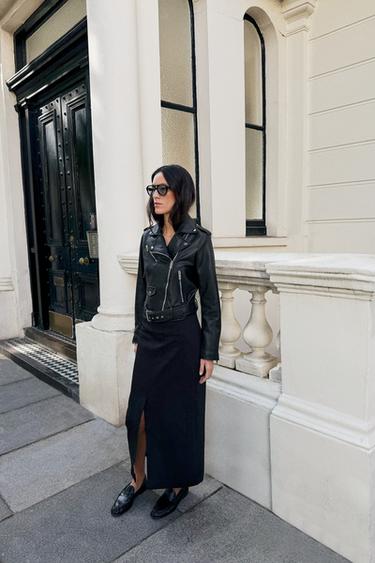 SHORT LEATHER EFFECT BIKER JACKET - Black by Zara - Image 0